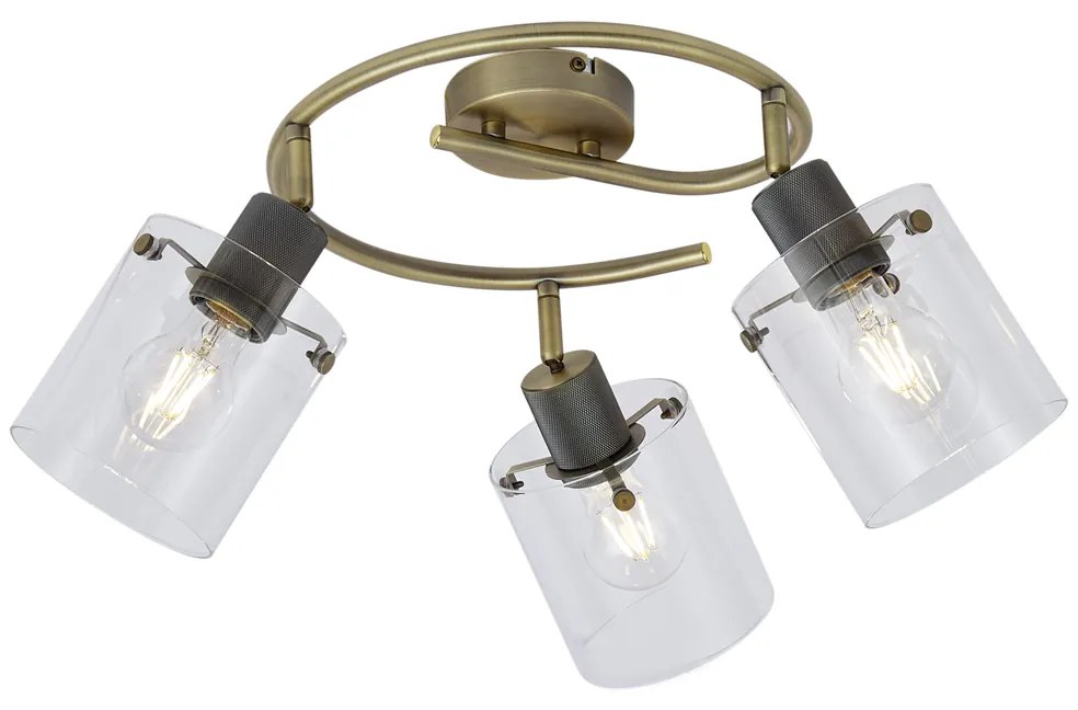 Design plafondspot brons met helder glas rond 3-lichts - Domo