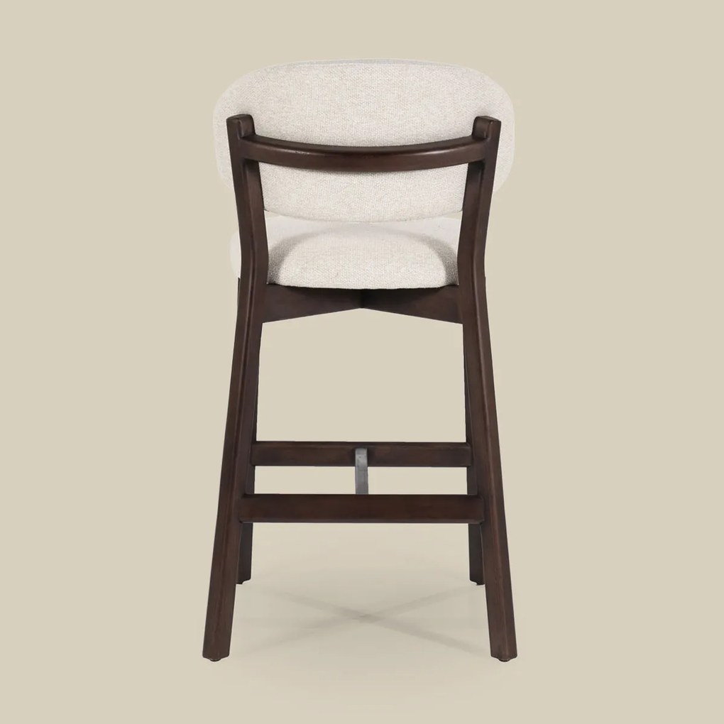 Luxe Barstoel Walnoot En Beige Stof