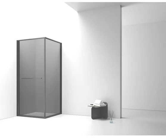 Aloni Inslide Douchecabine - 90x90x200cm - rookglas - veiligheidsglas - 6mm - omkeerbaar - zwart mat DW-9090MB