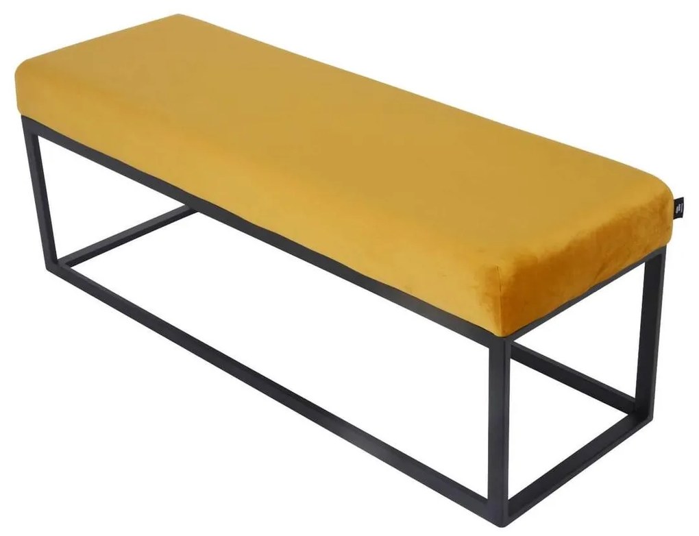 House of Rebels Bankje - Glossy - Velvet  - Okergeel - 121cm - House of Rebels