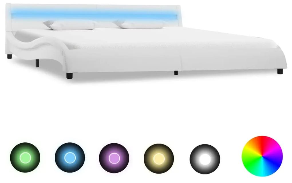 vidaXL Bedframe met LED kunstleer wit 180x200 cm