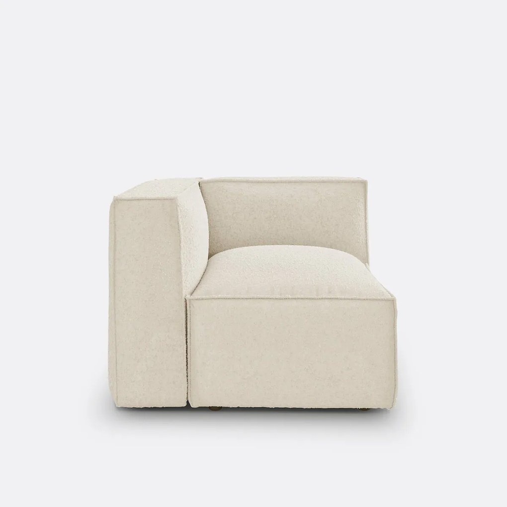 Hoekelement voor modulaire bank, in bouclé stof, Seven