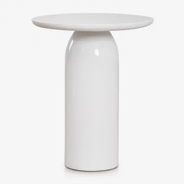 Set Van 2 Nachtkastjes Ø45 Cm In Layana Cement Helder Wit - Sklum