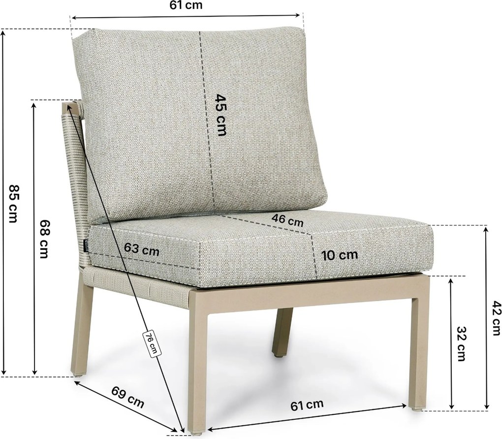 Hoek loungeset 6 personen Rope Taupe  Lifestyle Garden Furniture Biagio