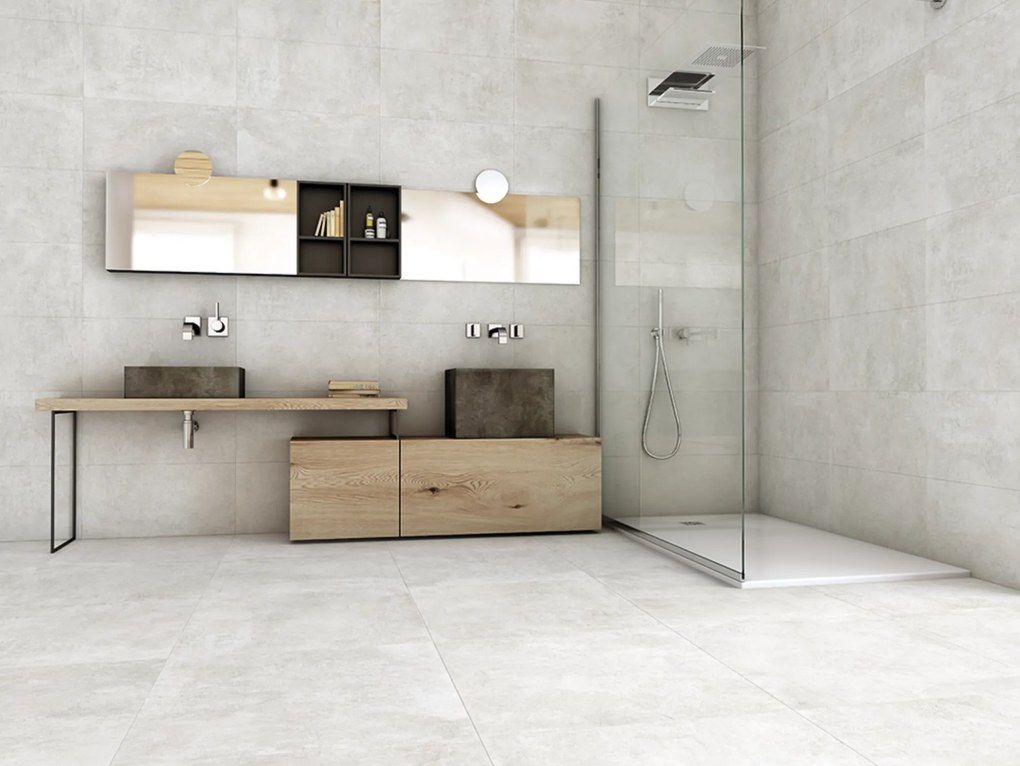 Vloertegel 60x60 Cm Betonlook Bonn Wit Grijs RBT115