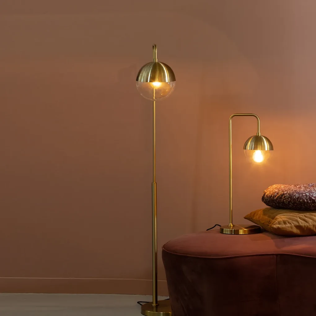 BePureHome Globular Messing Vloerlamp Met Glas