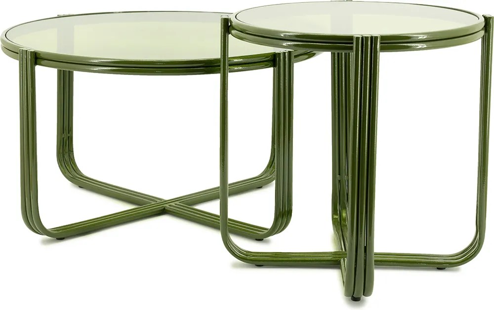 Retro Salontafel Glas Groen - 63 X 63cm.