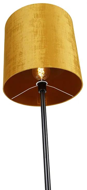 Stoffen Klassieke vloerlamp zwart kap goud 40 cm - Simplo Klassiek / Antiek E27 Binnenverlichting Lamp