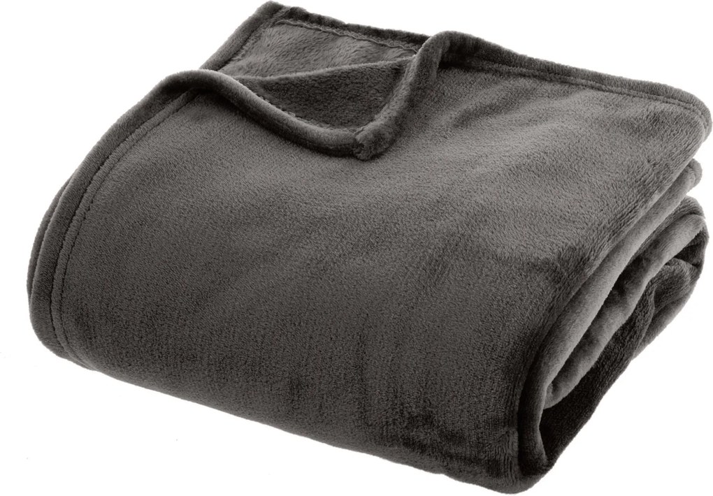 Atmosphera plaid flanel'Uni'- 180x230cm - Donkergrijs