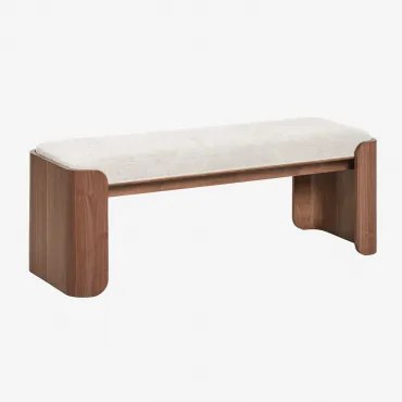 Rubberwood En Fineer Bank Lofren ↔︎ 120 Cm & Donker Hout & Bouclé Crèmebeige - Sklum