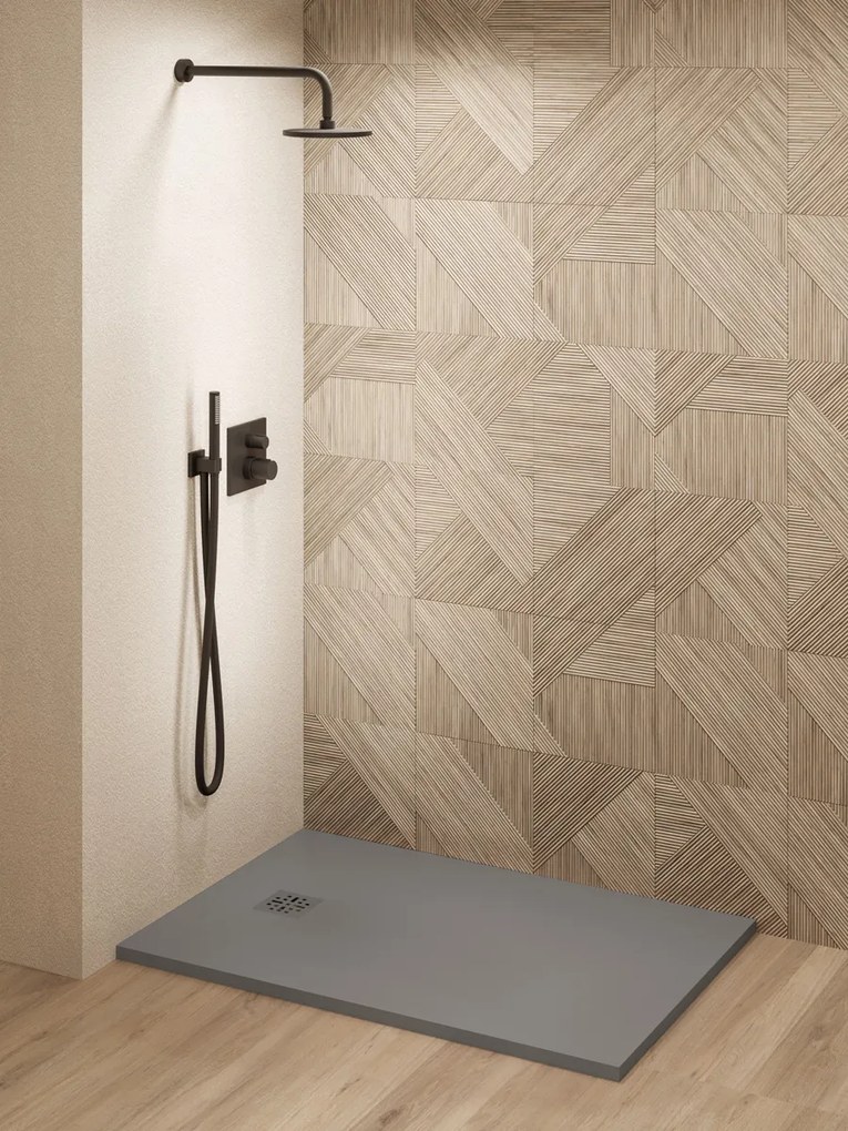 Saniclear Lino douchebak 120x100cm met stone finish donkergrijs