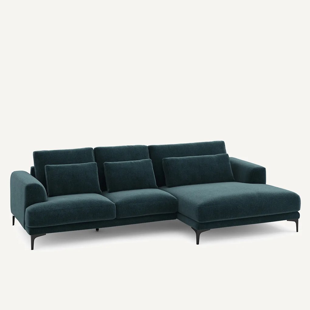 XL hoekbank rechts in chenille fluweel, MARSILE