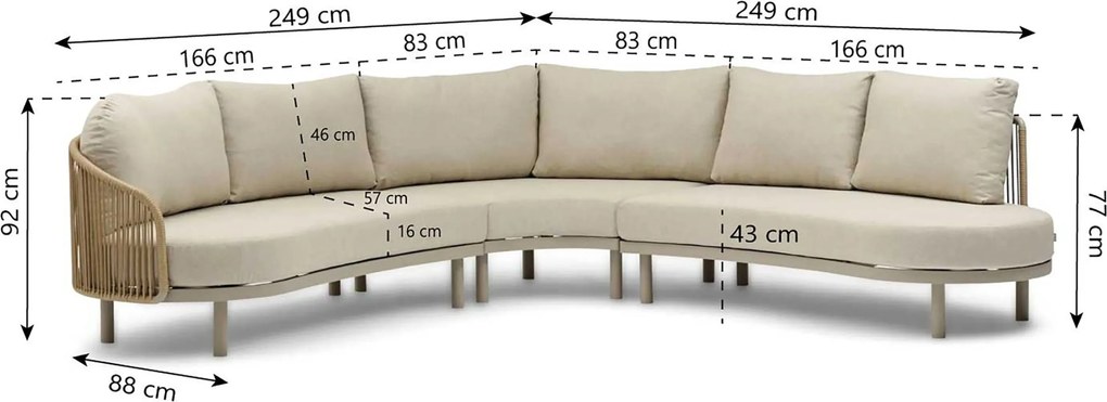 Loungeset tuin 6 personen Rope Zand/Beige Coco Amici