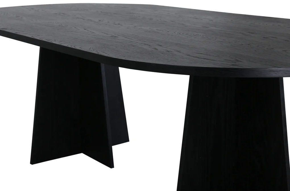 Ovale Eettafel Met Kruisvoet Zwart - 230 X 115cm.