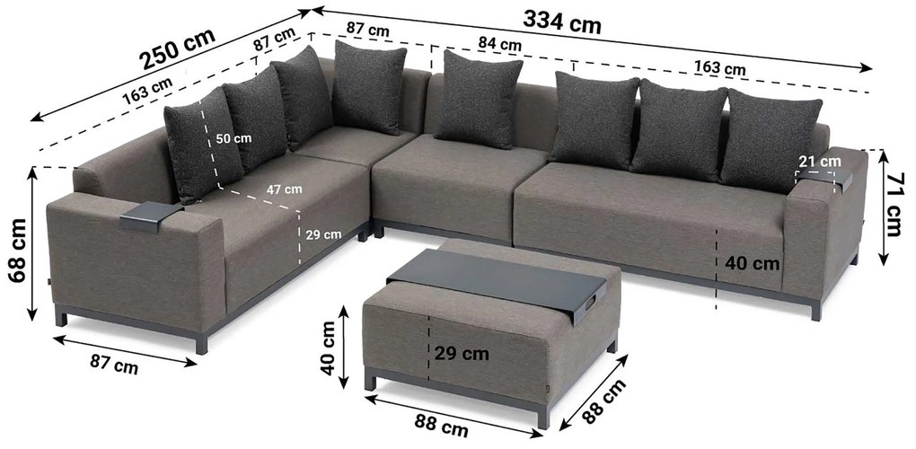 Hoek loungeset 6 personen Outdoor textiel Grijs De Laan Projects