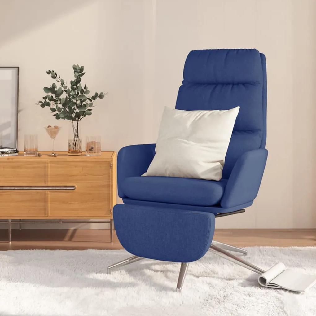 vidaXL Relaxstoel met voetensteun stof blauw