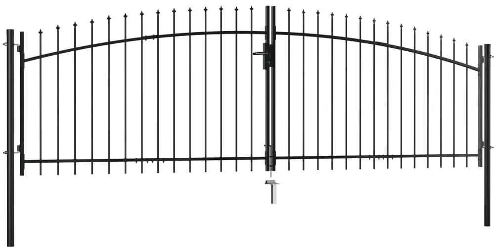 vidaXL Hekpoort dubbele deur met speren bovenkant 400x175 cm