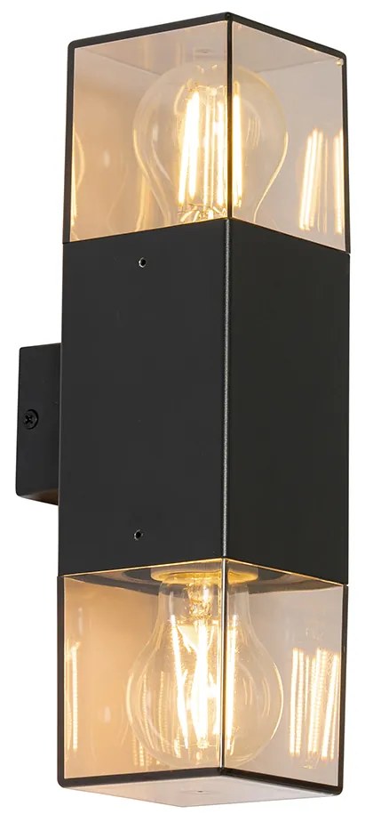 Buiten wandlamp zwart met smoke kap 2-lichts IP44 - Denmark