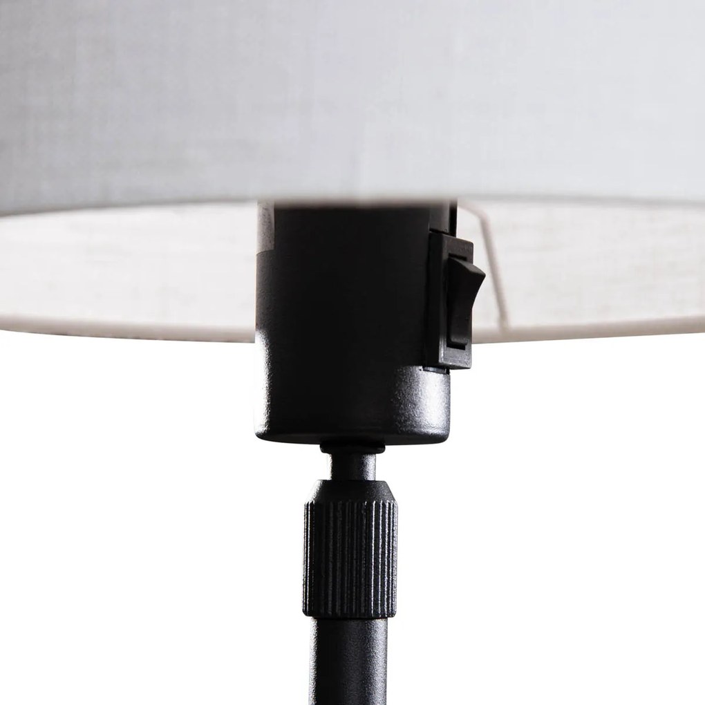 Tafellamp zwart met ovale linnen kap wit 35cm - Parte Modern E27 Scandinavisch rond Binnenverlichting Lamp