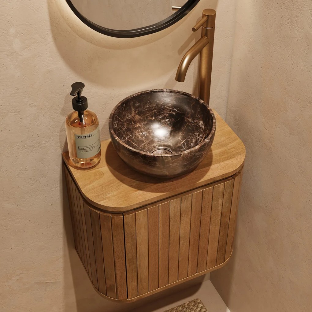 Livli Estrela toiletmeubel 40cm ribbelfront met Dark Emperador waskom