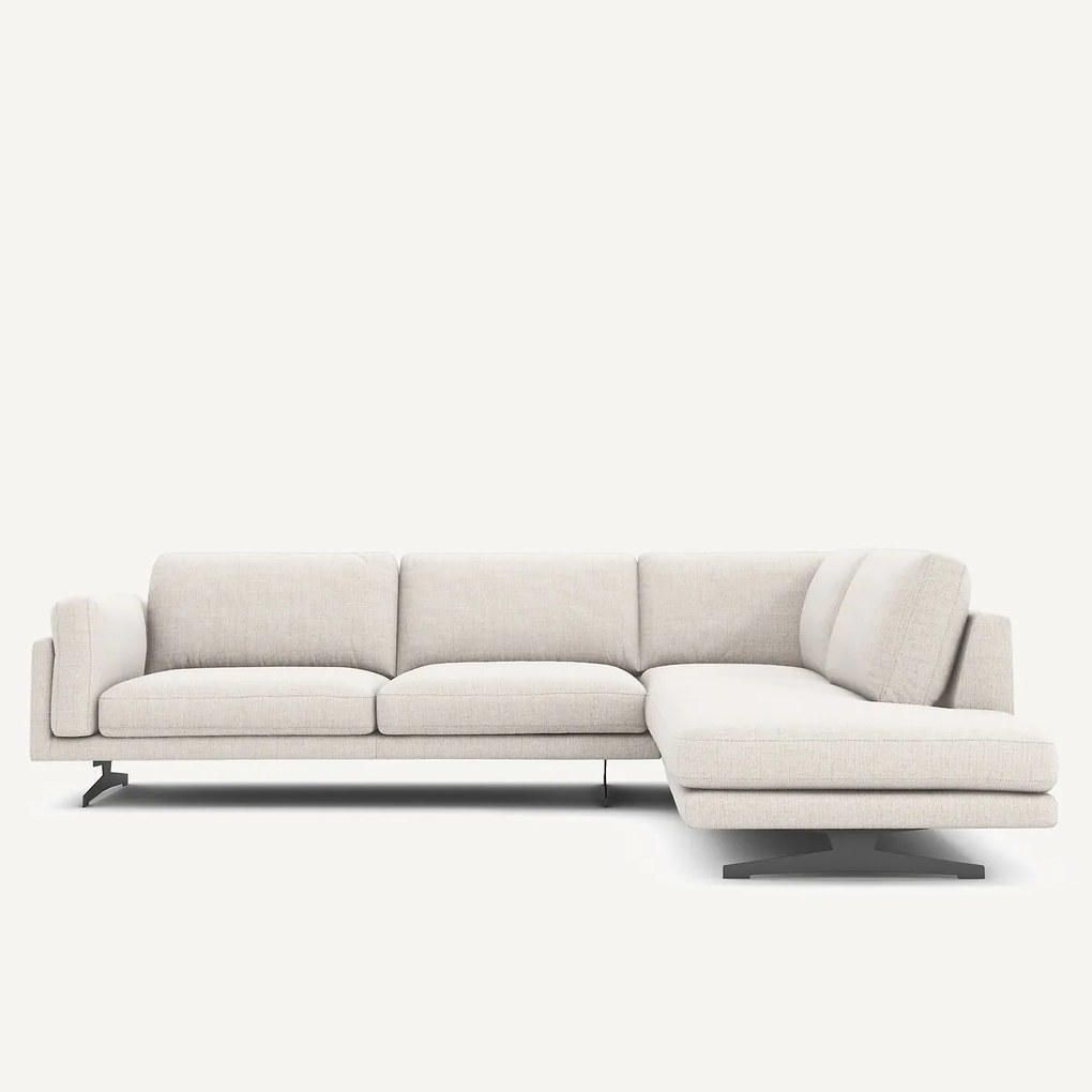 Hoekbank met longchair, in gespikkeld canvas, CÉSAR