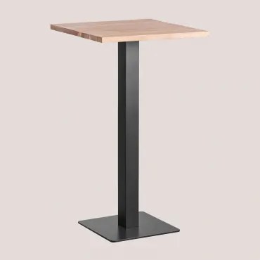Hoge Bar Vierkant In Acaciahout Smal Zwart & ↔︎ 60 Cm - Sklum