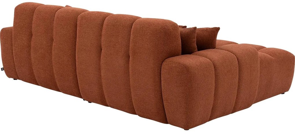 Goossens Excellent Bank Kubus bruin, stof, 1,5-zits, modern design met chaise longue links
