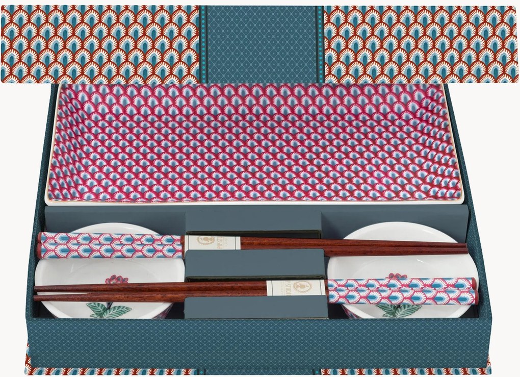 Sushi dinerserviesset, 2 personen, Oosterse Bloem, 6-delig