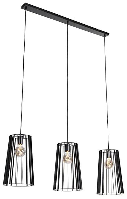 QAZQA Eettafel / Eetkamer Moderne hanglamp zwart 3-lichts - Wieza Landelijk E27 Binnenverlichting Lamp