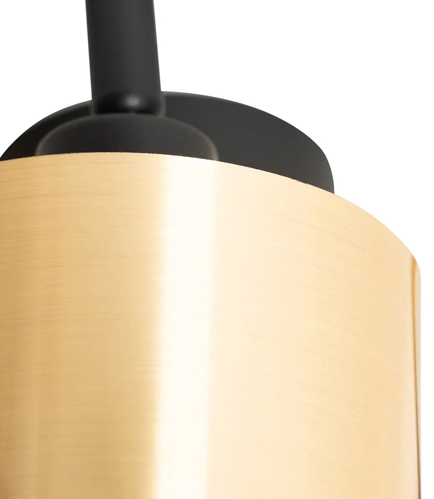 Moderne plafondlamp zwart en goud 3-lichts - Lofty