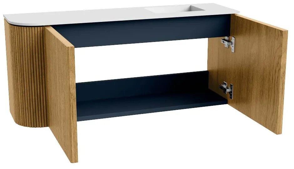 Mondiaz Joya 90cm toiletmeubel ronding links oak met wastafel faye rechts zonder kraangat talc