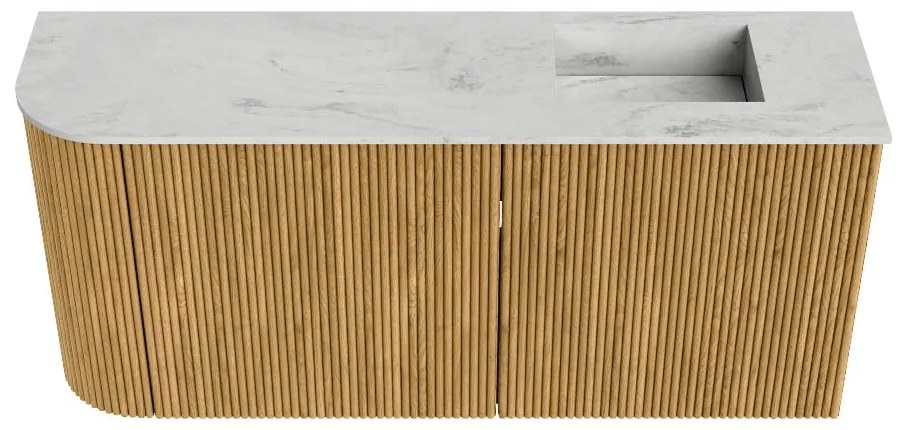 Mondiaz Joya DLux 90cm toiletmeubel ronding links oak met wastafel faye rechts zonder kraangat opalo