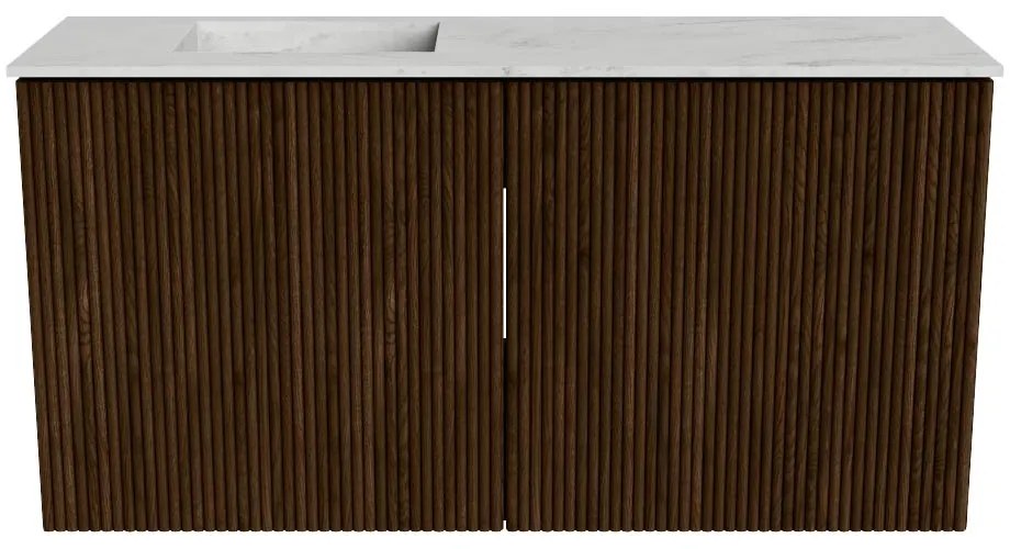 Mondiaz Joya DLux 80cm toiletmeubel walnut met wastafel faye links zonder kraangat opalo