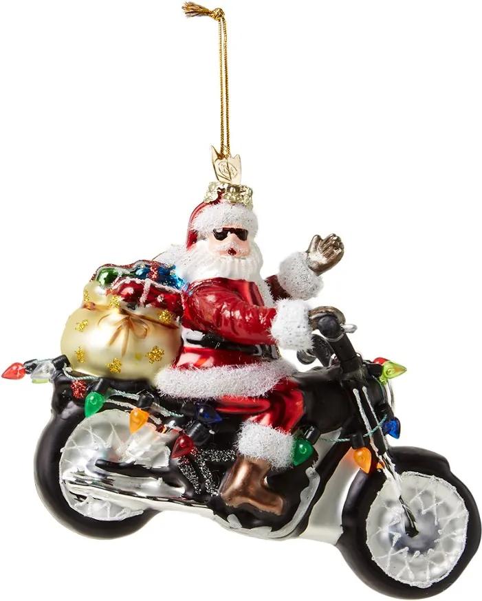 Kurt Adler Kerstman op motor kersthanger 13 cm