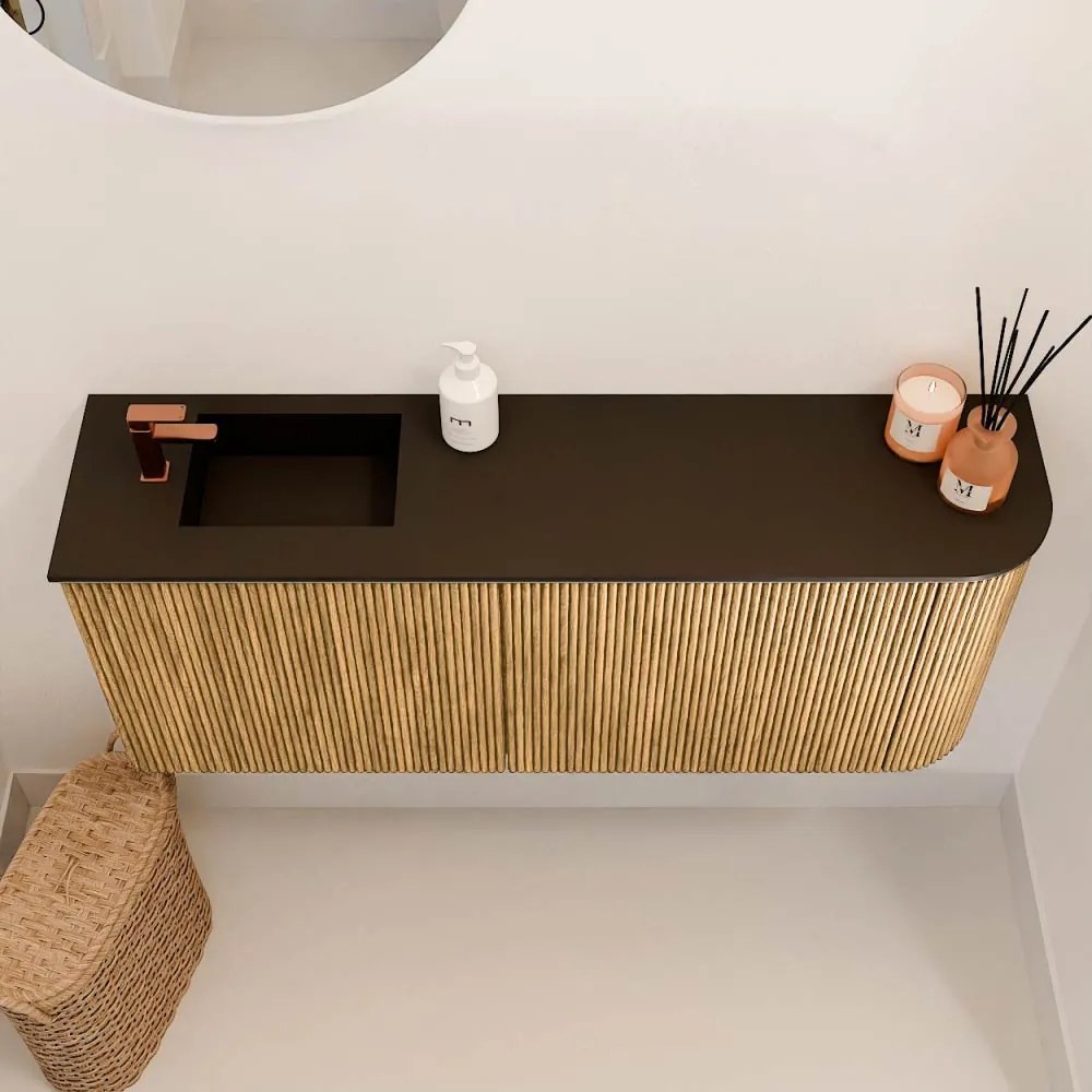 Mondiaz Joya 100cm toiletmeubel ronding rechts oak met wastafel faye links 1 kraangat urban