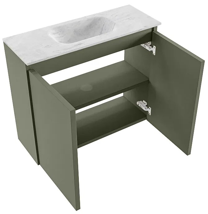 Mondiaz Ture DLux toiletmeubel 60cm army met wastafel opalo midden zonder kraangat