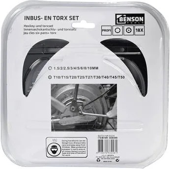 Inbus + torx sleutelset 18 dlg profi box