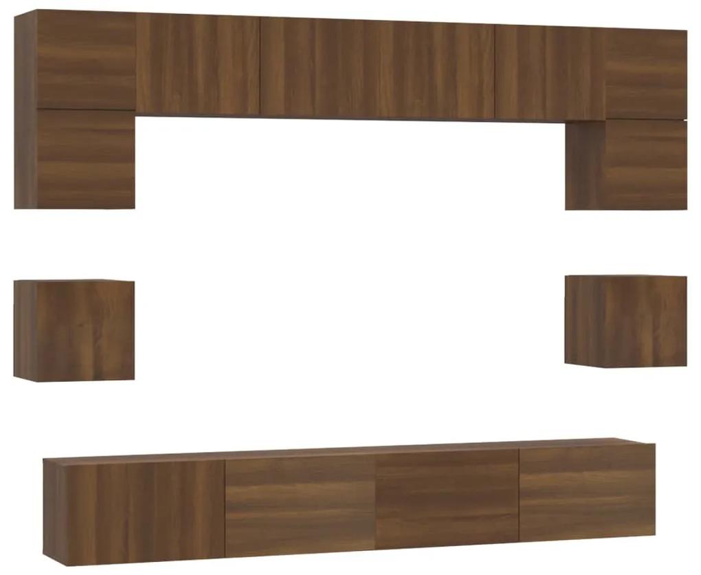 vidaXL 8-delige Tv-meubelset bewerkt hout bruineikenkleurig