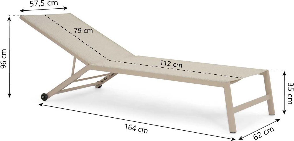 Lifestyle Garden Furniture Lento Ligbed Verstelbaar Textileen Zand/Beige