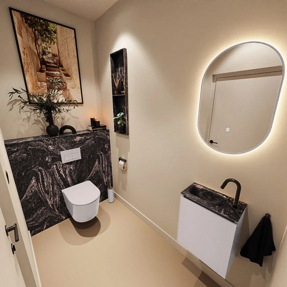 Mondiaz Ture DLux toiletmeubel 40cm cale met wastafel lava links met kraangat