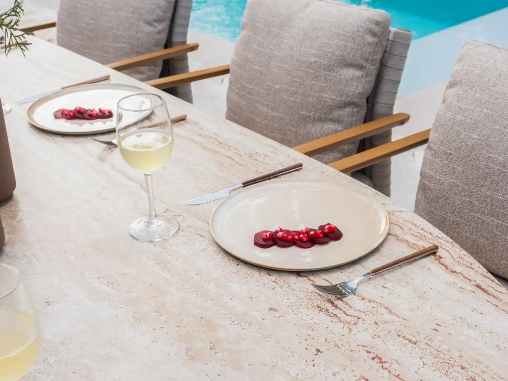 4 Seasons Outdoor Safina tuinset amber met Colorado tafel met keramisch blad 160 cm Tuinset beige weerbestendig