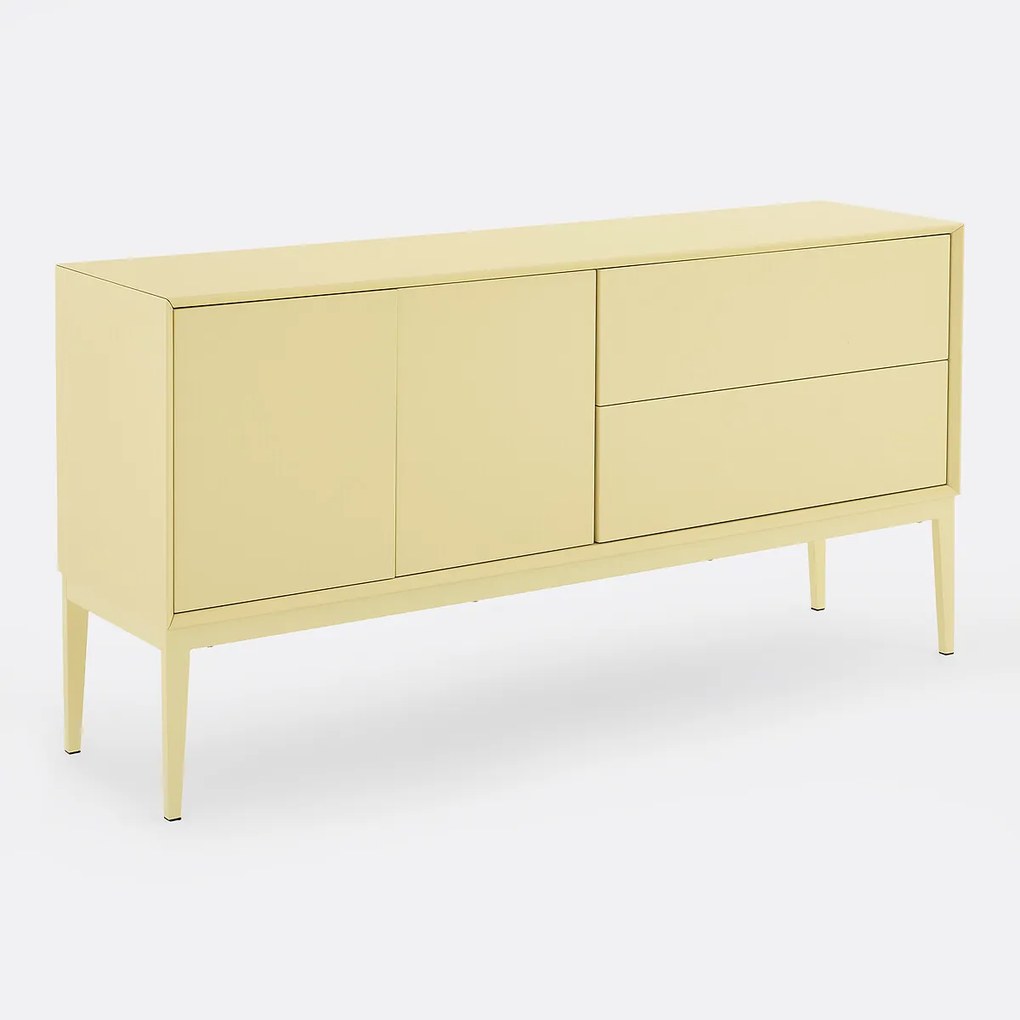 Laag gelakt dressoir, 2 deuren 2 lades, lengte 160 cm, PICKITO