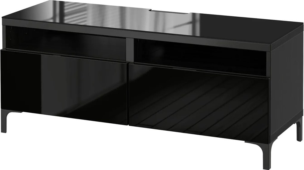 IKEA BESTÅ Tv-meubel met lades zwartbruin, hoogglans/zwart - lKEA