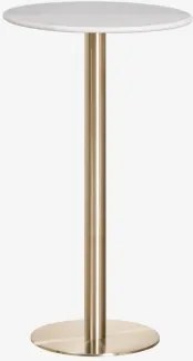 Ronde Hoge Bartafel Ø60 Cm In Natuurlijk Steen Xiren Guangxi Wit Marmer - Geborsteld Goud - Sklum