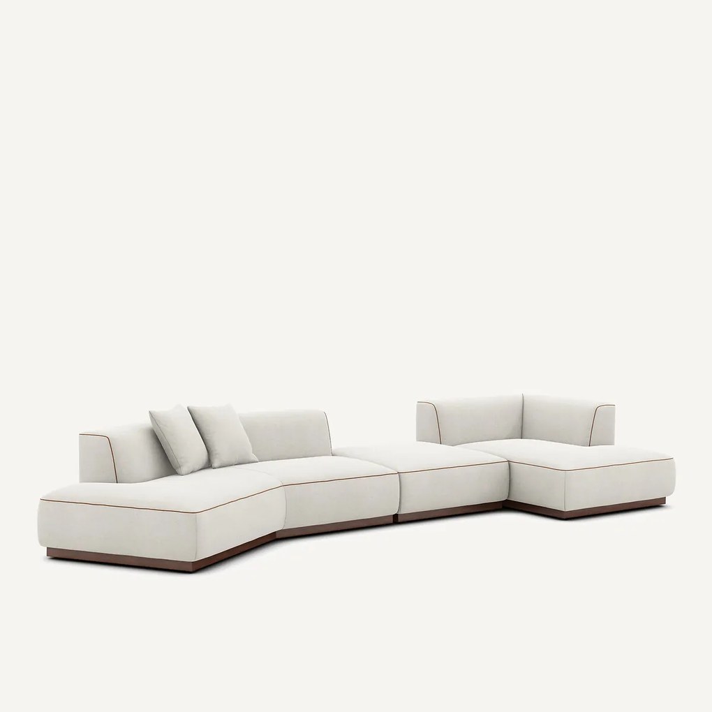 Open bank met hoek rechts met voetensteun in linnenfluweel, JACOPO