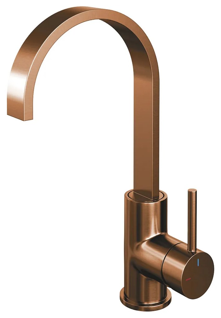 Brauer Copper Edition ColdStart wastafelkraan met draaibare platte uitloop model A koper geborsteld PVD