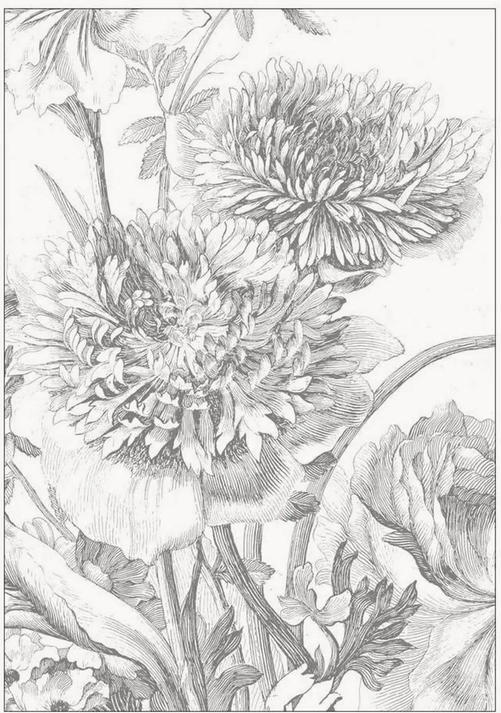 Vliesbehang Engraved Flowers