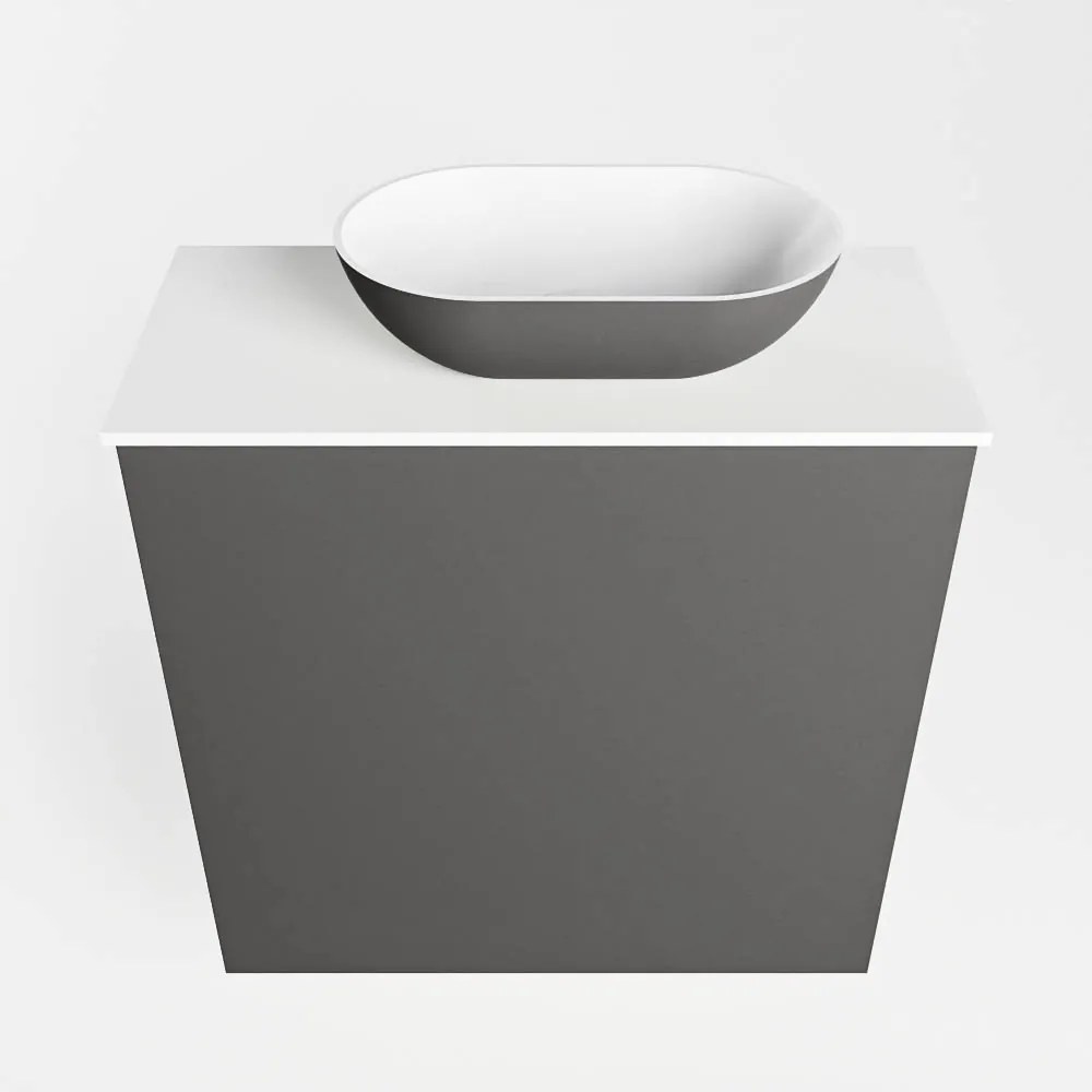 Mondiaz Fowy toiletmeubel 50cm dark grey met antraciete waskom rechts en kraangat