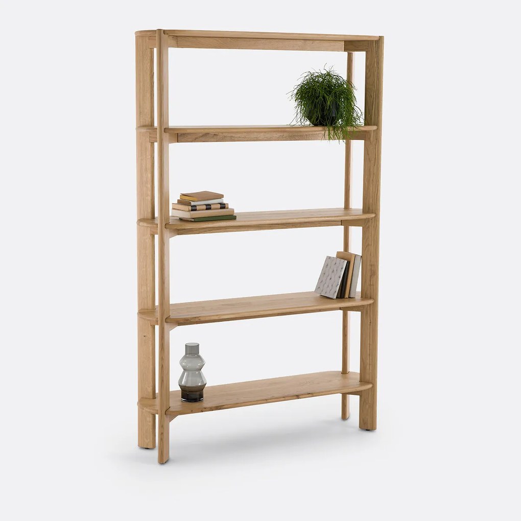 Wandrek met 5 legplanken, massief eiken, ELMO