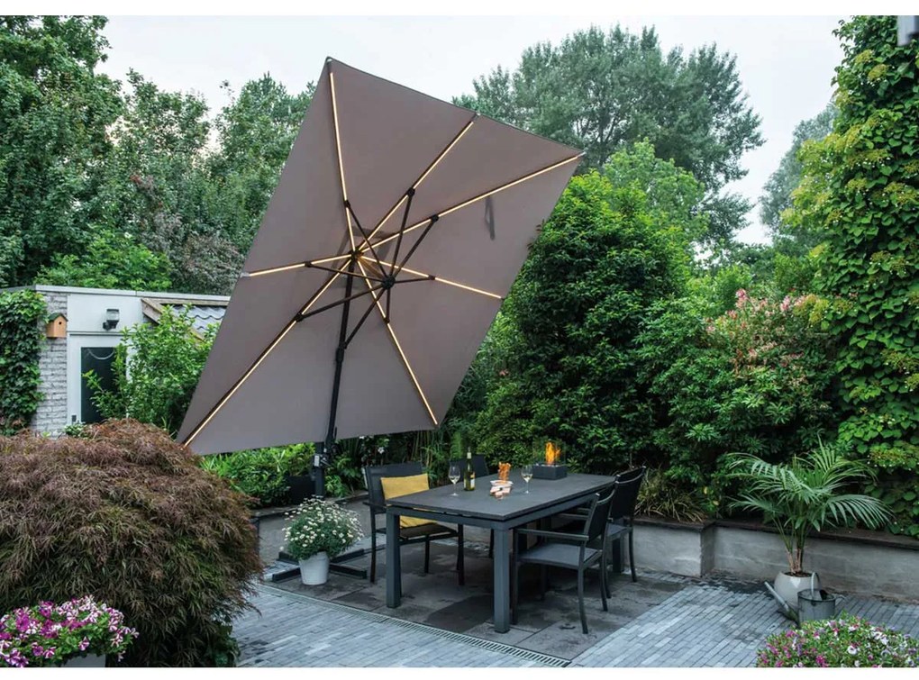 Garden Impressions Hawaii zweefparasol Lumen LED 300x300 cm - zand